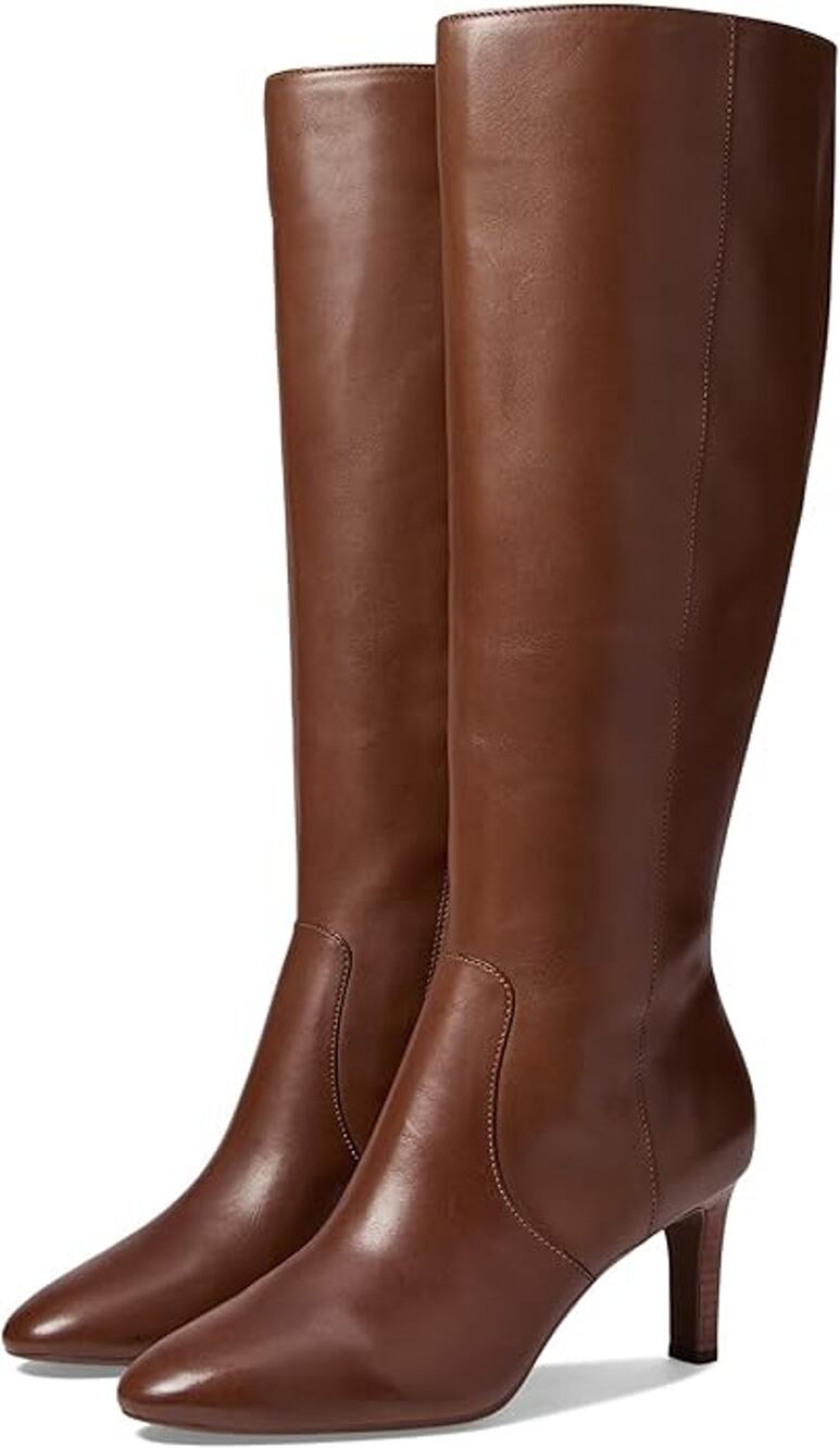 Lauren Ralph Lauren Caelynn Womens Tan Leather Knee High Boots Size 8.5B New